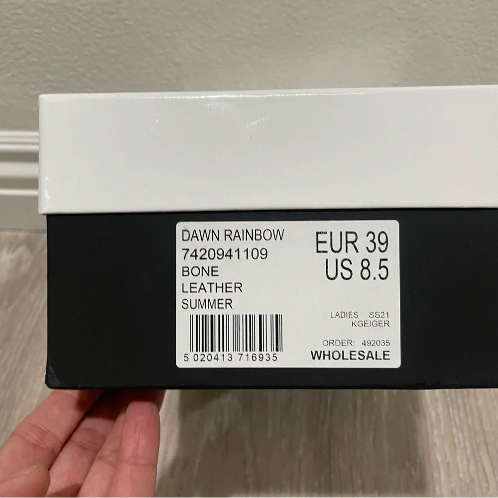 🌈 NIB Kurt Geiger Dawn Rainbow bone leather crystal strap sandal sz 8.5 🌈 - Picture 6 of 7